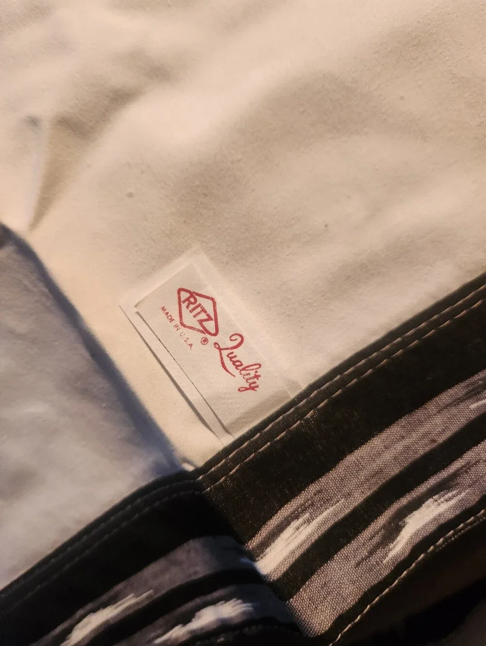 Striped Black and White Cotton Apron with Front Pocket